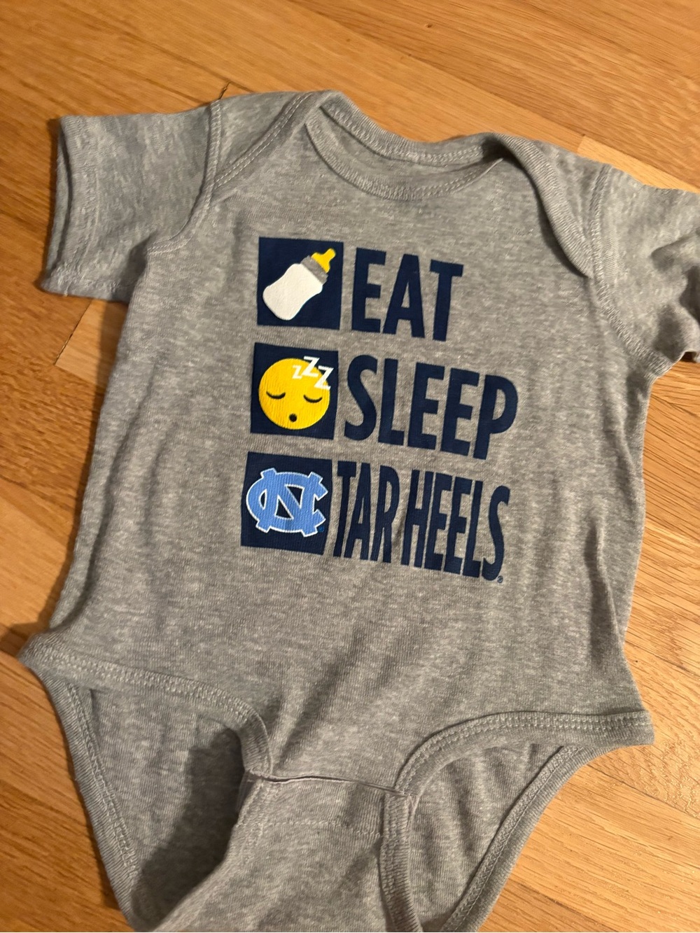 Grey 'Eat Sleep Tar Heels' Baby One-Piece Bodysuit